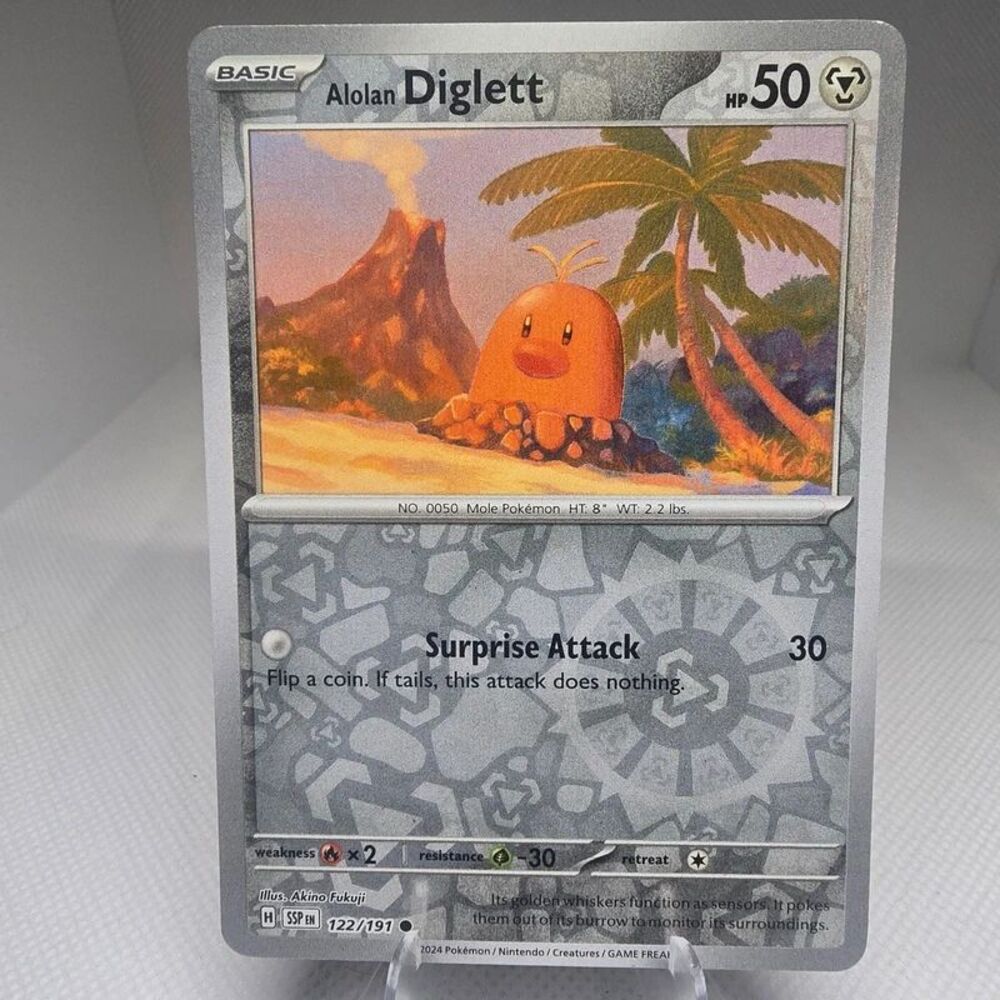 alolan diglett reverse holo #122 pokemon surging sparks